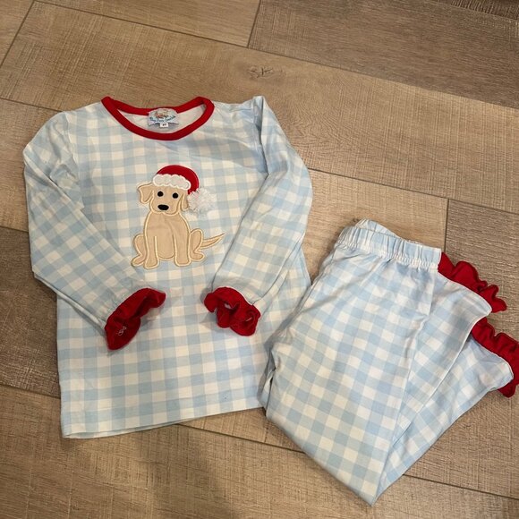 BUSY BEES SMOCKS GIRLS 2 PIECE CHRISTMAS PUPPY DOG OUTFIT PANTS SHIRT 3T - Picture 3 of 8